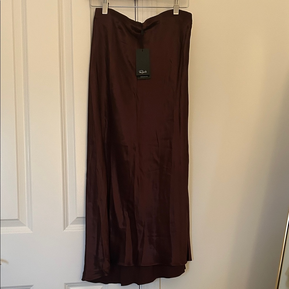 NWT Rails Maya Satin Side Slit Skirt - Espresso - Size Small